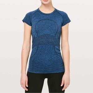 lululemon athletica Women's Short Sleeve Seamless Heathered Blue Tee